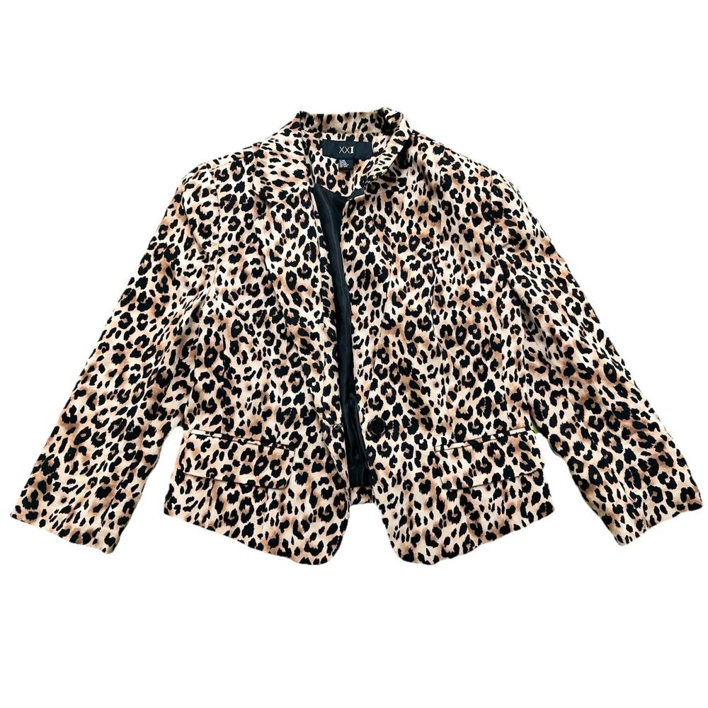 IXX Leopard Print Blazer Womens Size Large Classic Animal Print Jacket